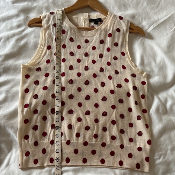 J. crew Red / Sequin Polka dot top - Picture 5 of 6